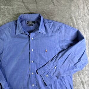 Vintage Y2K Polo Ralph Lauren Button Down Long Sleeve Flesh Pony 16 1/2-34 (Read